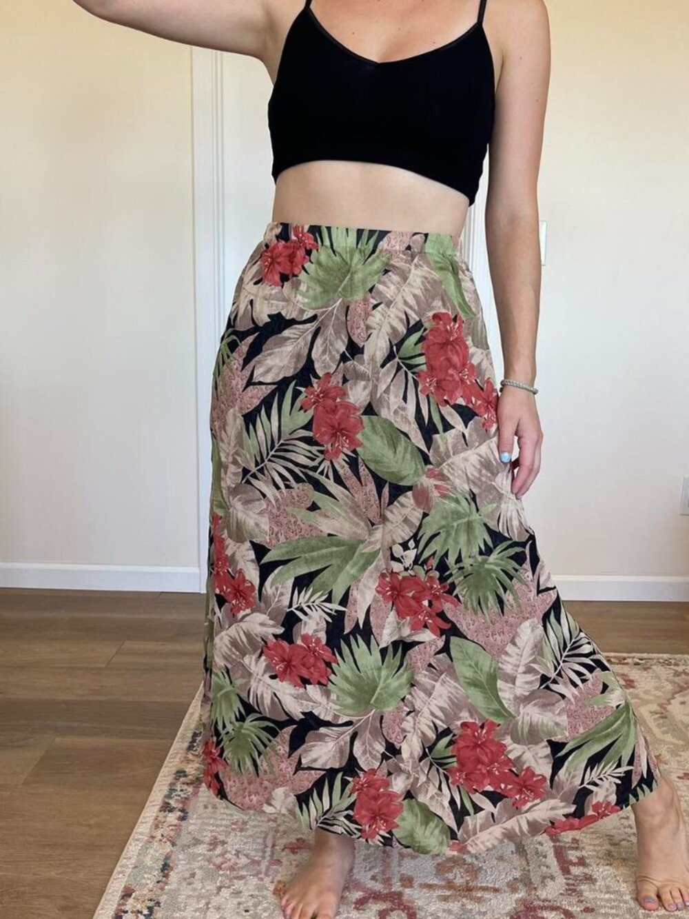 Reversible Leopard Print and Floral Maxi Skirt By Coldwater Creek